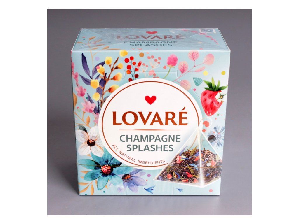 Černý a zelený čaj LOVARÉ Champagne Splashes 30 g, 15 pyramidových sáčků