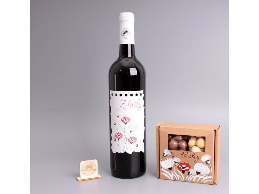 Set - víno + mlsná krabička - Z lásky