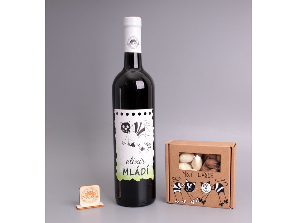 Set - víno + mlsná krabička - Elixír mládí mojí lásce