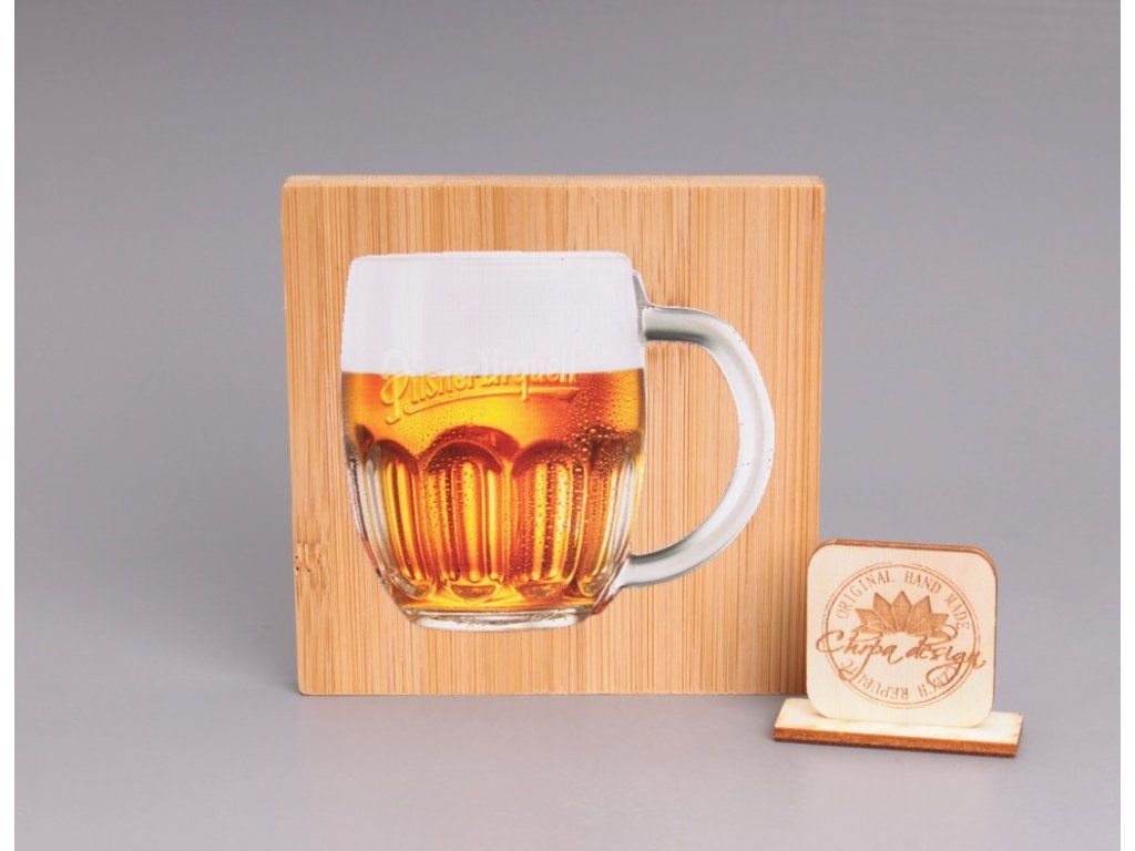 Podtácek dřevo - pivo