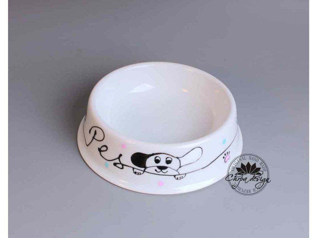 Ručně malovaná porcelánová miska pro psa