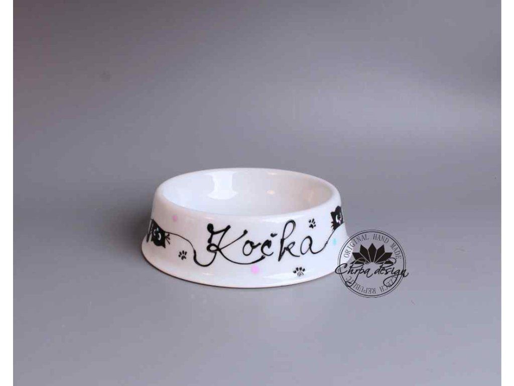 Ručně malovaná porcelánová miska pro kočku