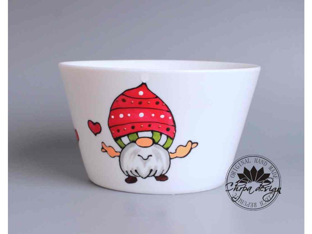 Porcelánová miska Vánoční skřítek se srdíčky