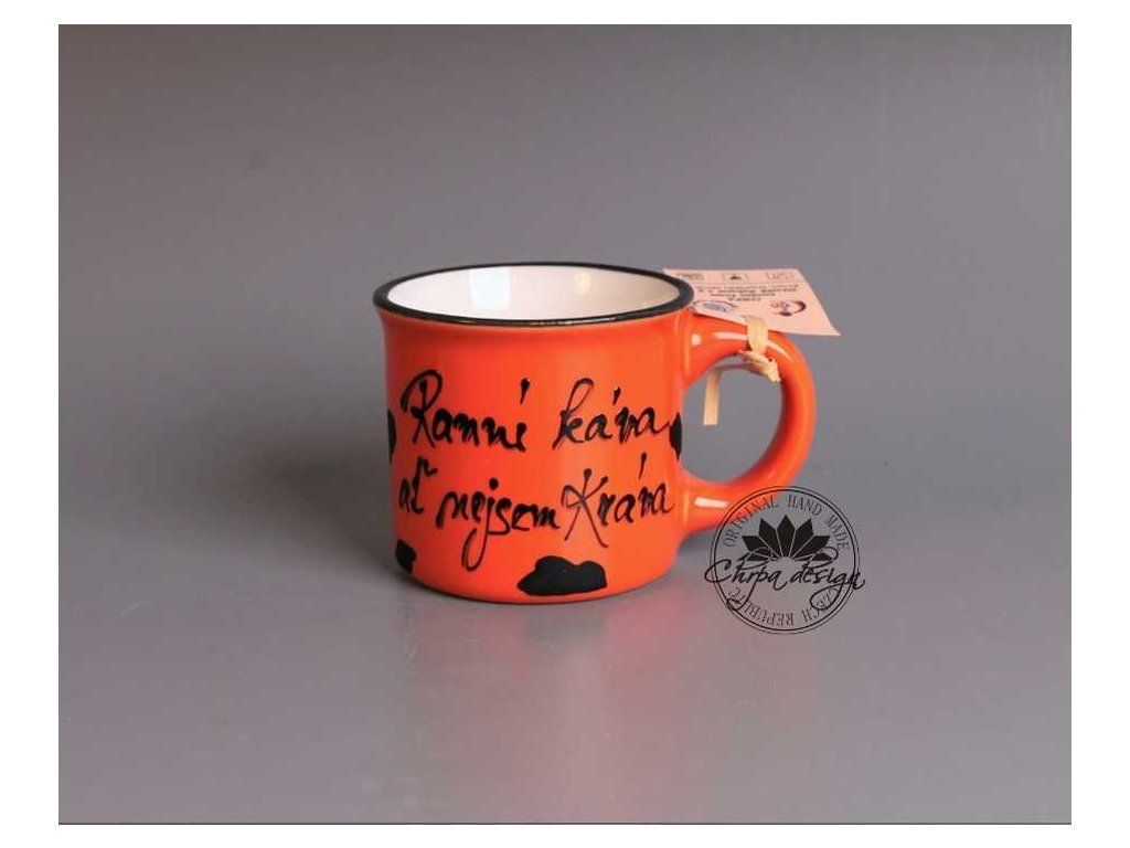 Hrnek na espresso Ranní káva, ať nejsem kráva oranžový