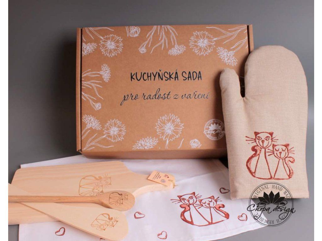 Sada kuchyň - kočky, hnědá chňapka