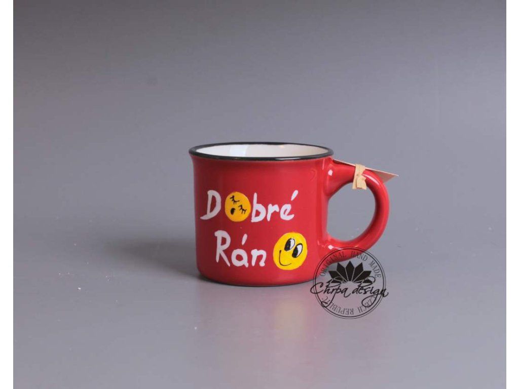Hrnek na espresso Dobré ráno červený
