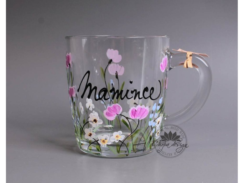 Skleněný hrnek - Mamince - růžový