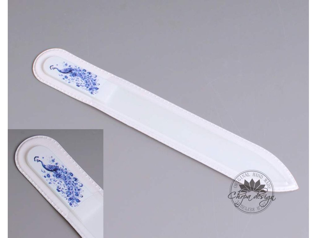Pilník skleněný - potisk - Modrý elegantní páv