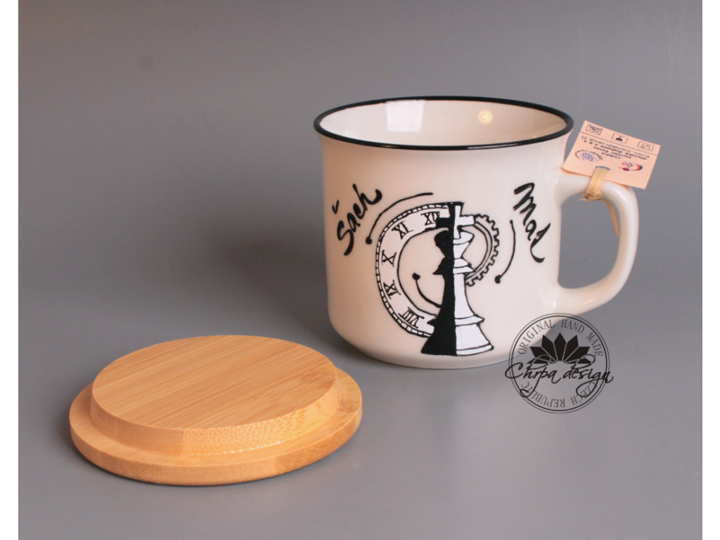 Porcelánový hrnek s podšálkem Šach mat 0,3 l