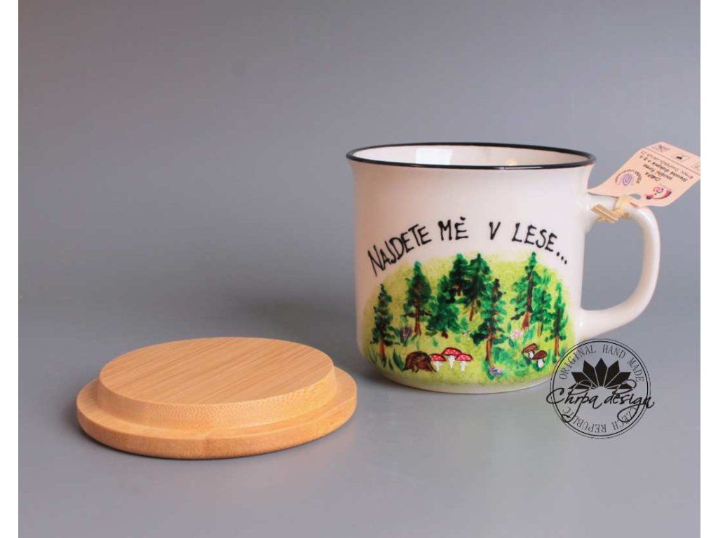 Porcelánový hrnek s podšálkem Najdete mě v lese 0,3 l