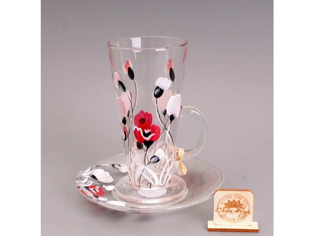 Sada Latte hrnek s podšálkem Bílé máky