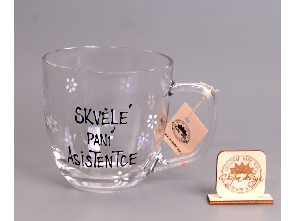 Skleněný hrnek - paní asistentka