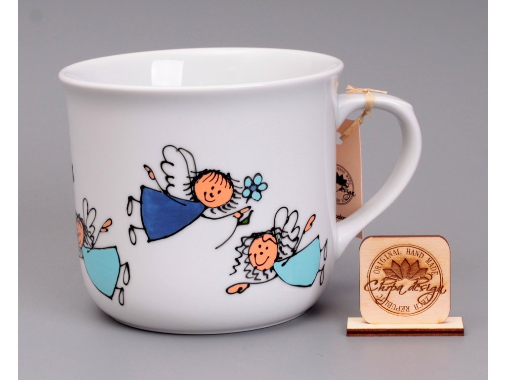 Porcelán hrnek 0,6 L - andílek modrý