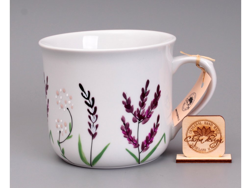 Porcelán hrnek 0,6 L - purpurové trávy