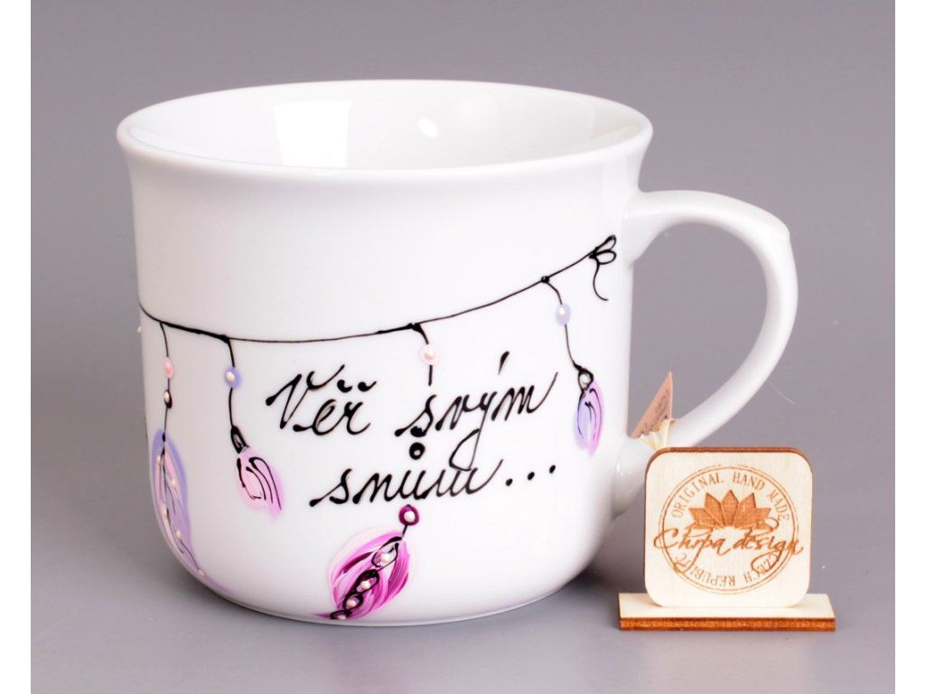 Porcelánový hrnek 0,6 l Věř svým snům růžová