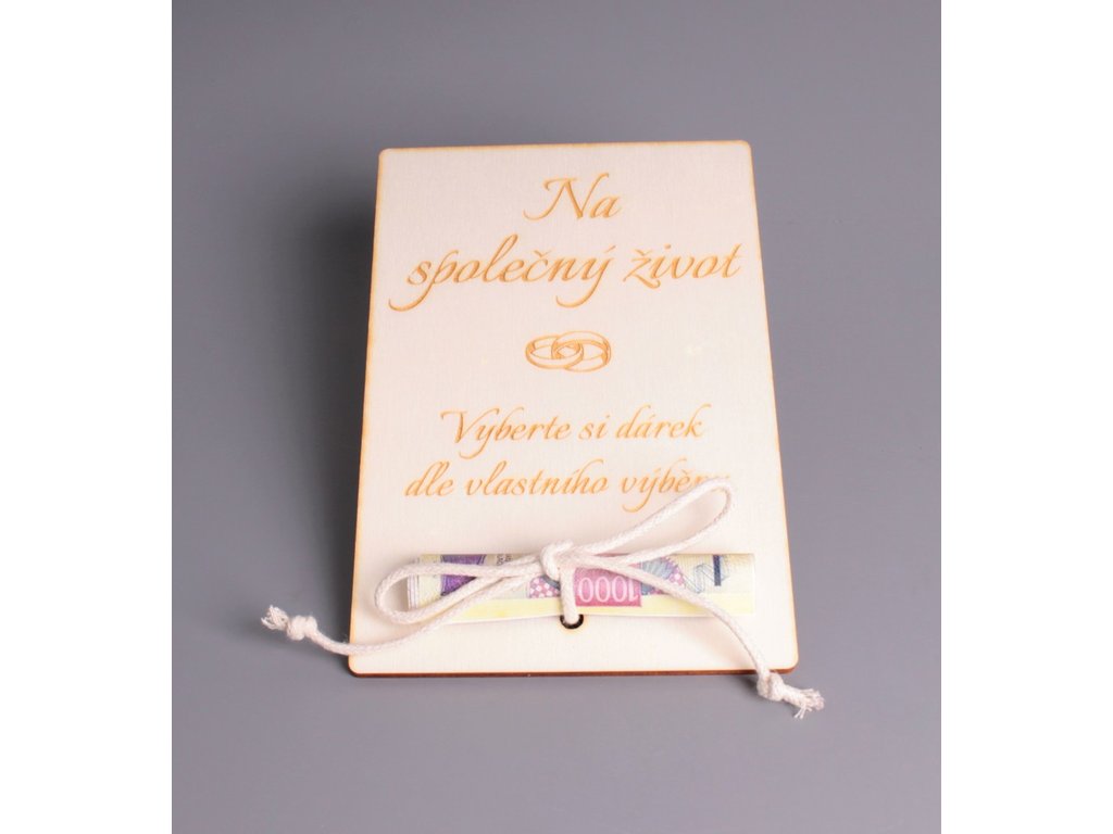 Pokladnička dřevo - cedulka na peníze M, na svatbu