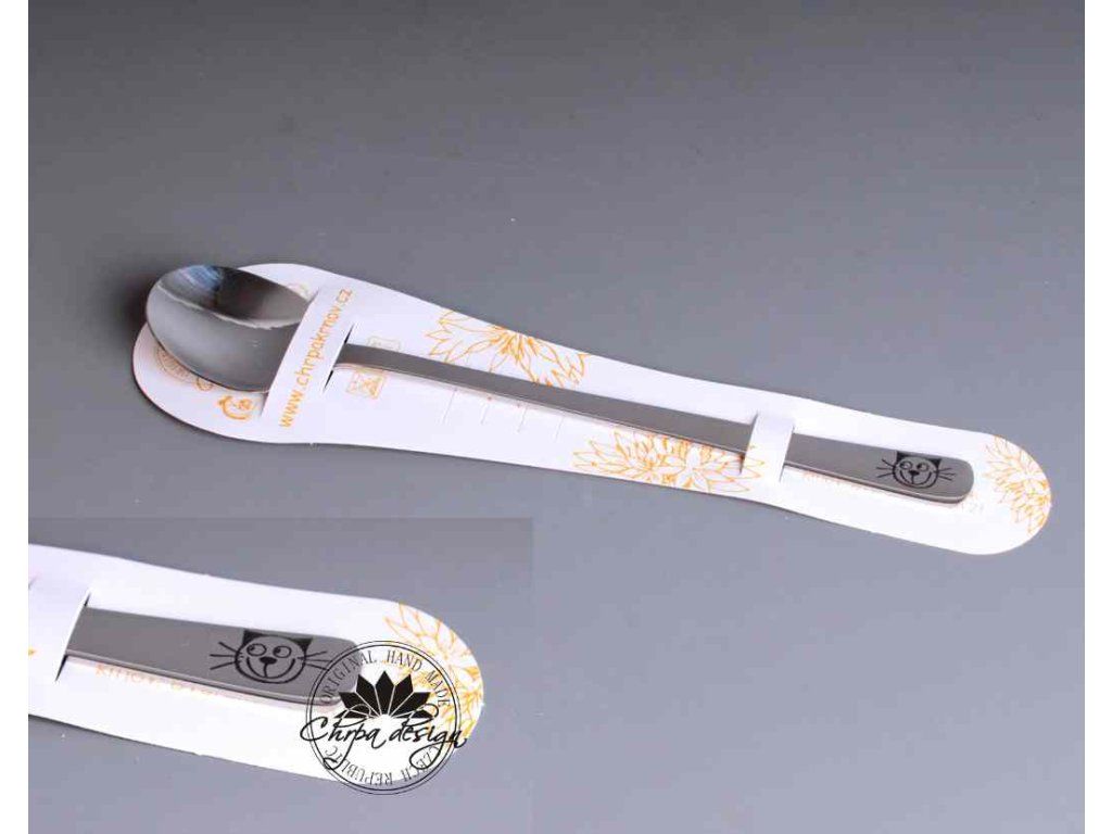 Nerezová lžička 17 cm - Kočka