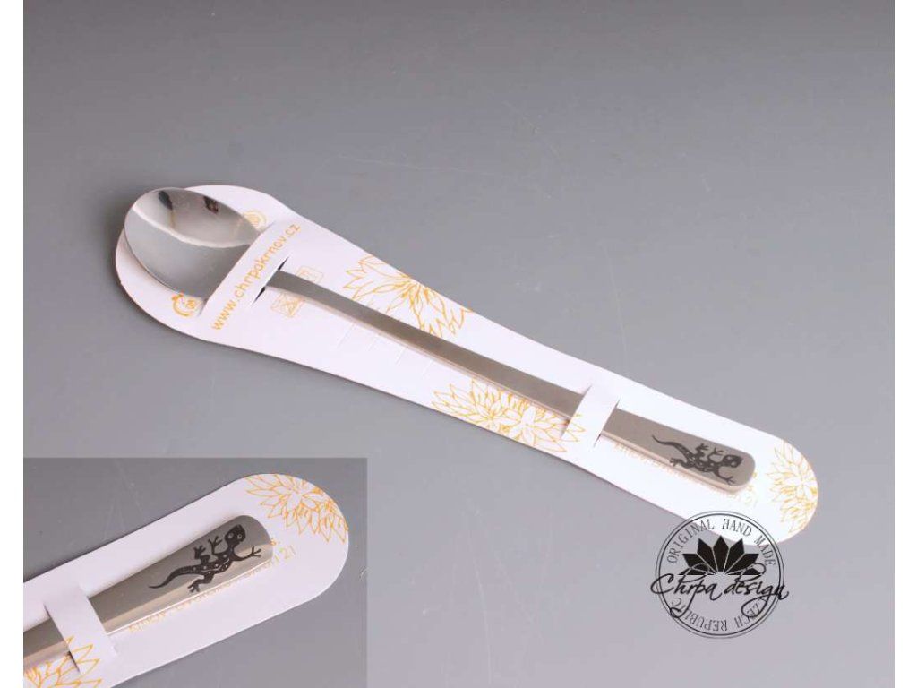 Nerezová lžička 17 cm - ještěrka