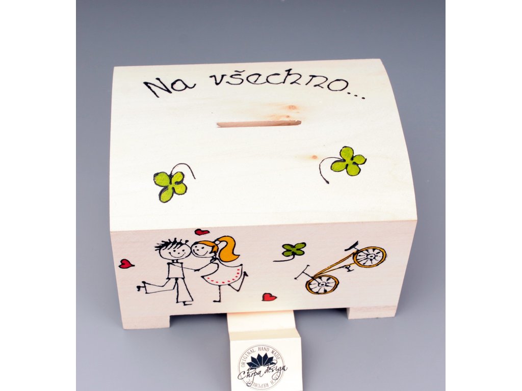 Pokladnička dřevo truhla - Na všechno