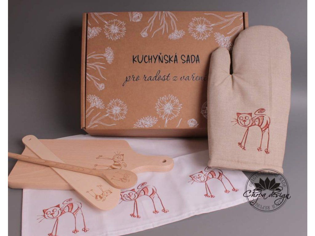 Dárková kuchyňská sada Kočka hnědá