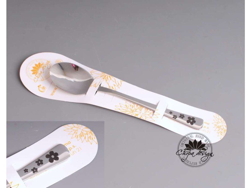 Nerezová lžička 13,5 cm - Kytičky