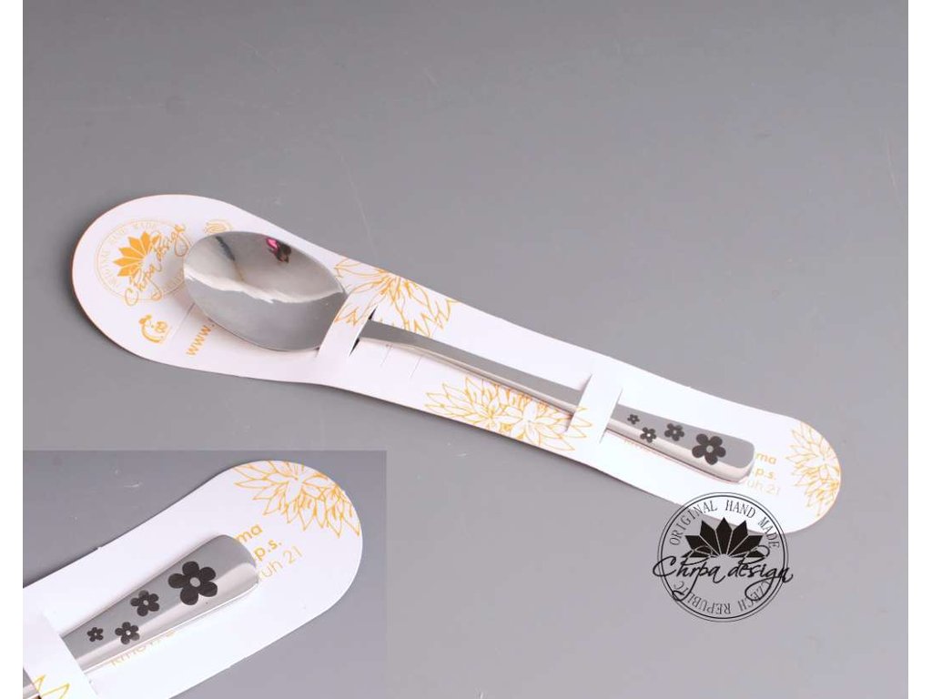 Nerezová lžička 13,5 cm - Kytičky